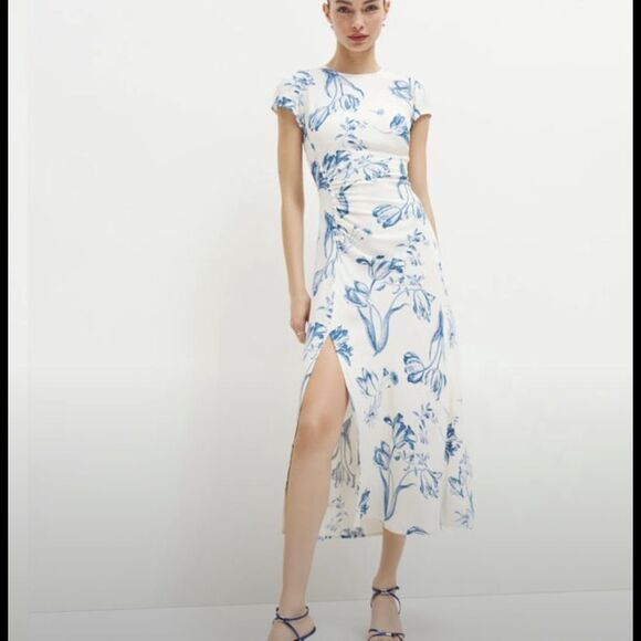 Reformation Frasier Dress in Lisse Blue Floral Size 14 - Picture 1 of 7